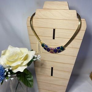 2/$14💖 Gold tone, multi-colored enamel collar necklace NWT